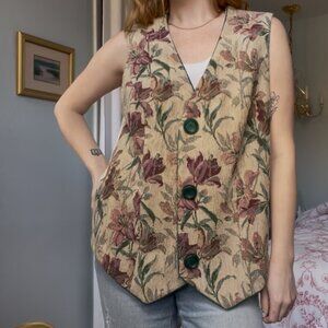 Vintage Plus Size Floral Vest